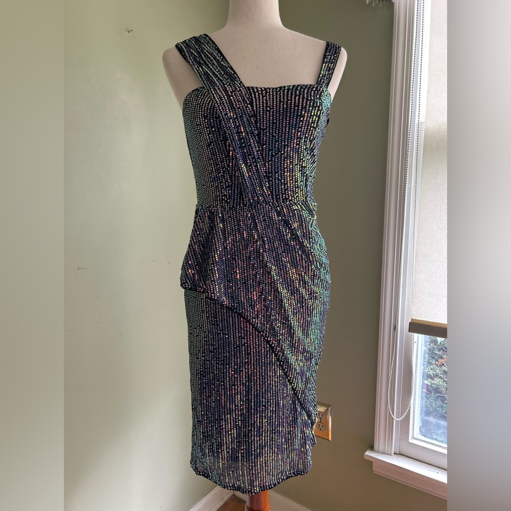 NWT Grace Karin dressy cocktail dress. Black with hologram sequins. Size S